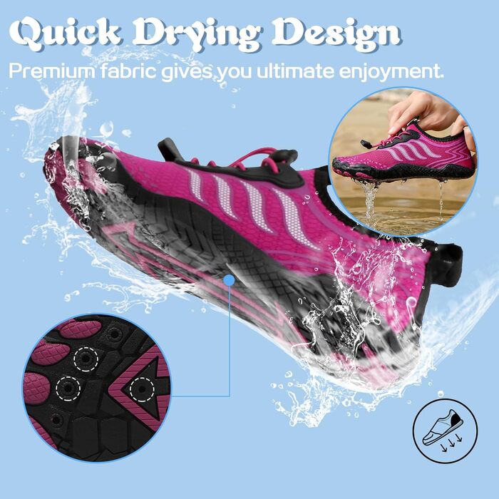 Чоботи для плавання чоловічі та жіночі, аквашузи, шкарпетки для плавання, літні, швидковисихаючі, для серфінгу, розмір 38 EU, фіолетовий