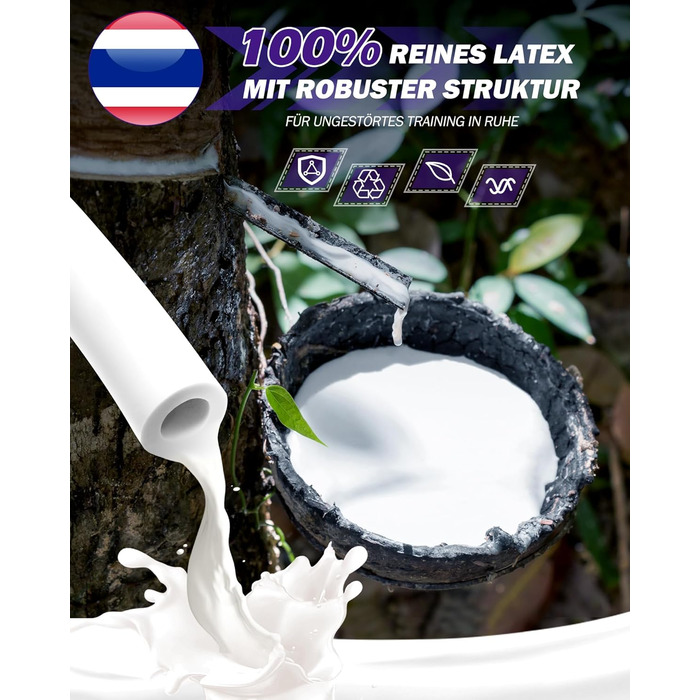 Набір фітнес-гумок з 6 еластичними стрічками 20-180/240 lbs та стійкою для пілатесу, ручками, фіксаторами для дверей. Для силових тренувань вдома. Колір: фіолетовий