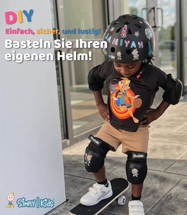 Дитячий велосипедний шолом Simply Kids з наклейками, сертифікований CPSC та CE, для скейтборду, велосипеда і самоката, регульований розмір 46-52/52-58 см, для хлопчиків та дівчаток від 2 років, дизайн Космос