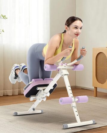 Тренажер для пресу GuuG: компактний складний фітнес-тренажер для дому, фітнес-обладнання для пресу, абдомінальна машина, для чоловіків та жінок, фіолетовий