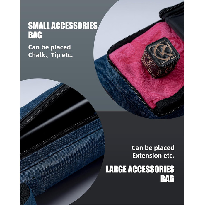 Кейс для більярдних київ CRICAL, 2 x 2 жорсткі кишені для снукеру, з штучної шкіри/оксфордського канвасу (синій)