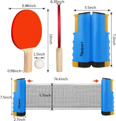Набір для настільного тенісу: 2 ракетки, сітка, 6 м'ячів, сумка, для початківців, сім'ї та професіоналів