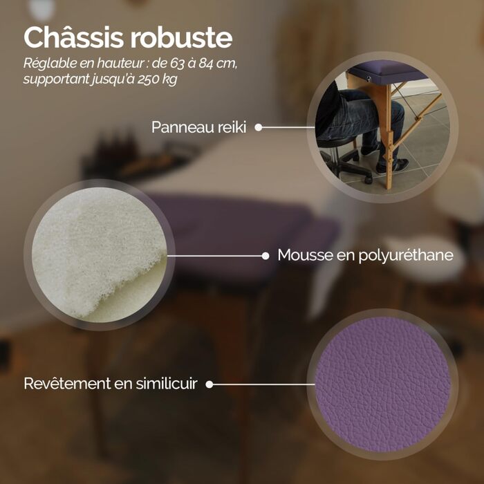 Складана масажна кушетка Vivezen з 3 зонами та Reiki-панеллю з дерева + аксесуари та сумка для перенесення