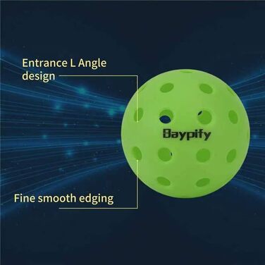 Набір з 6 зелених м'ячів для піклболу, стандартного розміру та ваги, сертифіковані USAPA