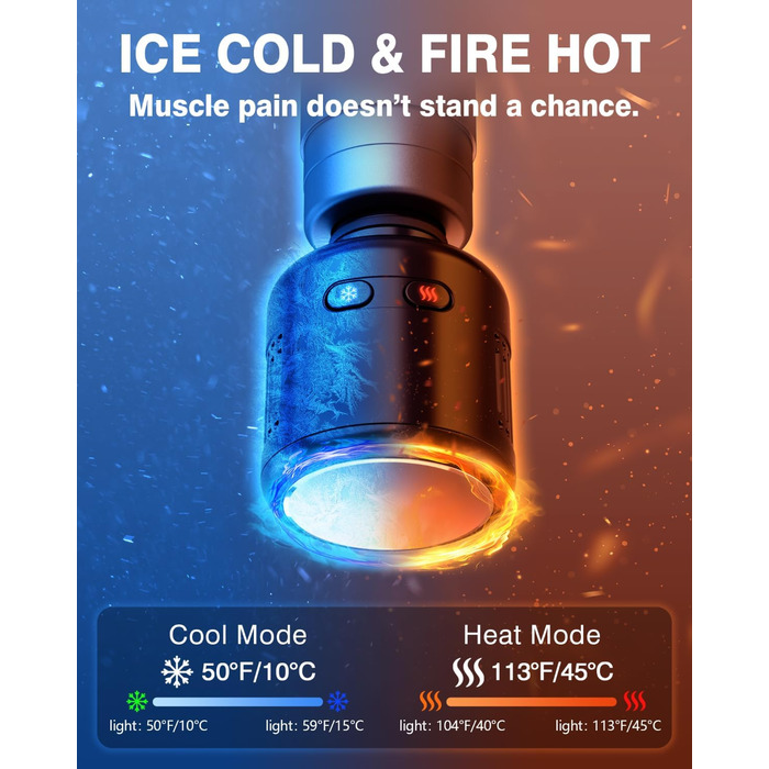 Масажер для м'язів Cotsoco з підігрівом та охолодженням, перкусійна масажна пістолета, глибоке розслаблення м'язів, портативний, сірий