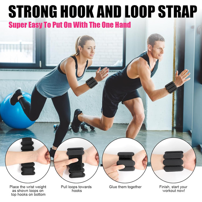 Набір обтяжень для зап'ястя та щиколотки (2 шт, по 0,5 кг) для фітнесу, йоги, танців, пілатесу, ходьби (чорний)