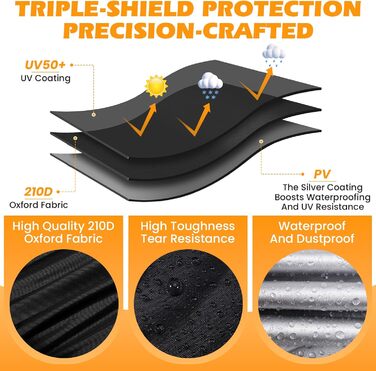 Водонепроникна мотоциклетна накривка Zorplex для захисту від пилу та сонця, 210D Oxford, до 245x105x125 см