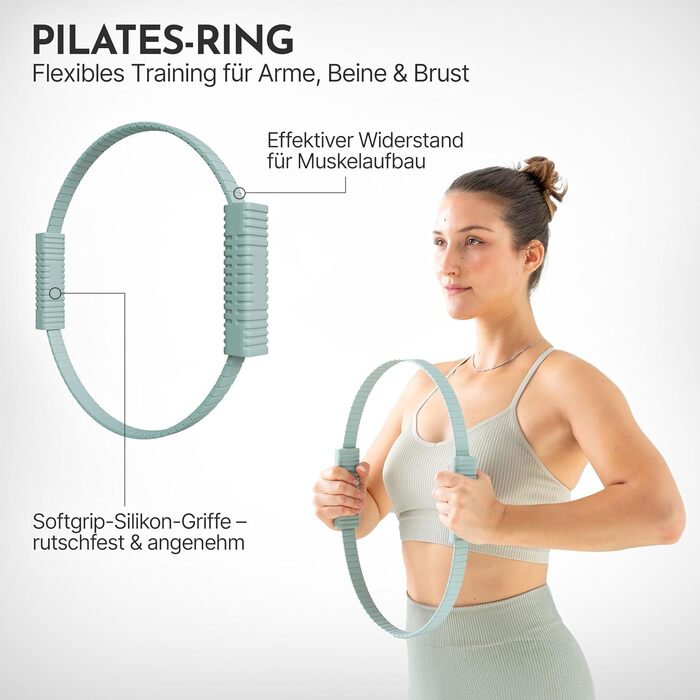 Pilates Ring Neolymp: Фітнес-кільце для пресу, рук, ніг та тазового дна, синій. Нековзкі ручки, тренажер для пілатесу.