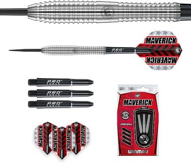 Професійний набір дротиків WINMAU Maverick 24 г, сталевий наконечник, вольфрам, з оперенням і шафтами