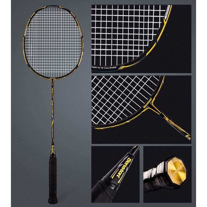 Набір для бадмінтону Senston Graphit: ракетки, сумка та 6 нейлонових воланів (біло-чорні)