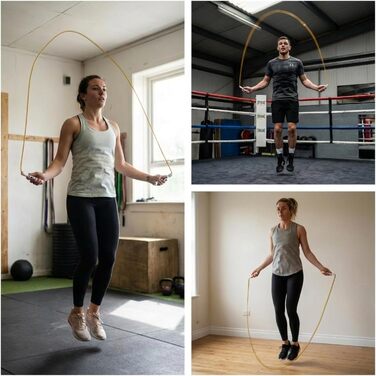Професійна скакалка Elevate Speed Rope MAX з міцного ПВХ з нейлоновим сердечником, 5 мм, довжина до 3 м, золоті ручки