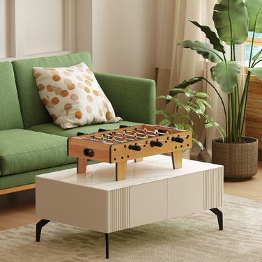 Набір для настільного футболу HOMCOM, кікер, компактна дерев'яна конструкція, 2 м'ячі, табло, коричневий