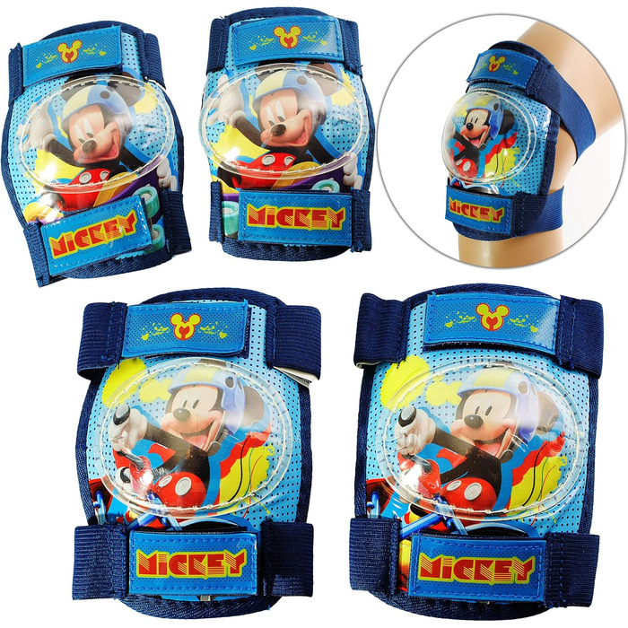 Дитячий захисний набір 5 в 1: велосипедний шолом Mickey Mouse, регульований розмір 52-56 см, для дітей 3-15 років, TÜV сертифікат