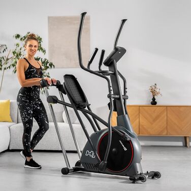 Еліптичний тренажер Hop-Sport HS-095CF з килимком, 30 кг маховик, макс. вага 135 кг, сірий