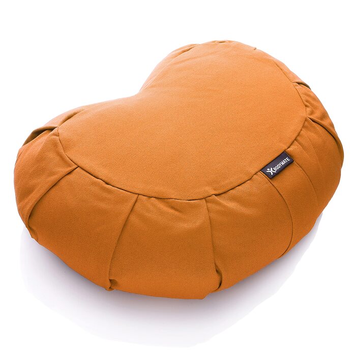 Подушка для йоги BODYMATE Halbmond 42x30x15 см, помаранчева – гречана лузга, бавовняний чохол (машинне прання)