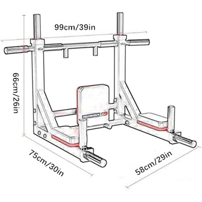 Кімнатна турнік для стіни 2-в-1 з платформою для віджимань, чорний. Макс. навантаження 500 кг. Фітнес для дому