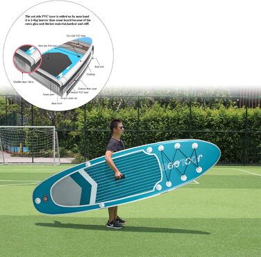 Надувний SUP Board JOOLOOG Stand Up Paddle Board (сапборд) для дорослих та підлітків, 300 кг, 10'2/10'5, 320 x 81 x 15 см (з сидінням 315 x 80 x 15 см)