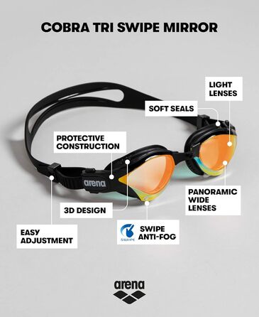 Окуляри для плавання ARENA Cobra Tri Swipe Mirror унісекс, жовті, універсальний розмір