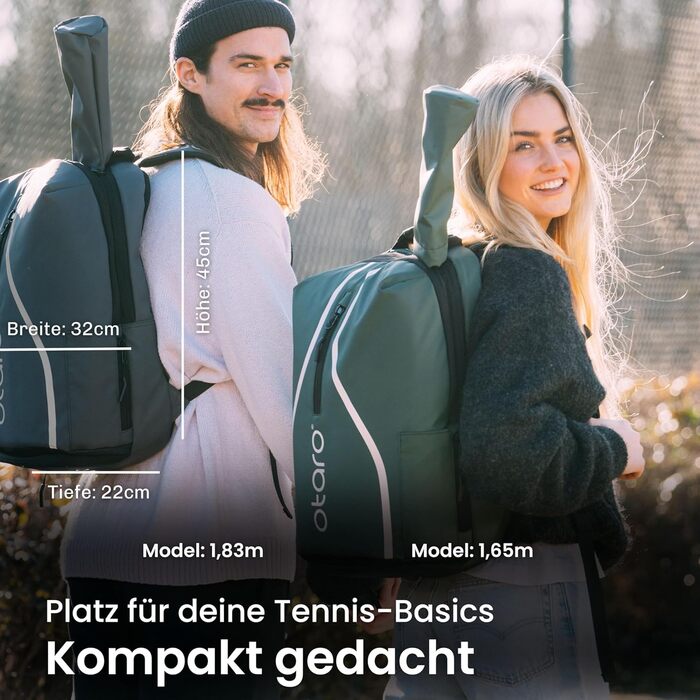 Рюкзак тенісний Otaro з відділенням для взуття, ноутбука та термо-відділенням для ракеток 42л | Чоловіча/Жіноча тенісна сумка з кишенями для напоїв та м'ячів, дощовик та мішок для брудної білизни