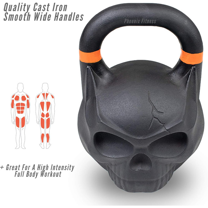 Гиря Phoenix Fitness Schädel 24 кг з чавуну у вигляді черепа для силових і кардіо тренувань