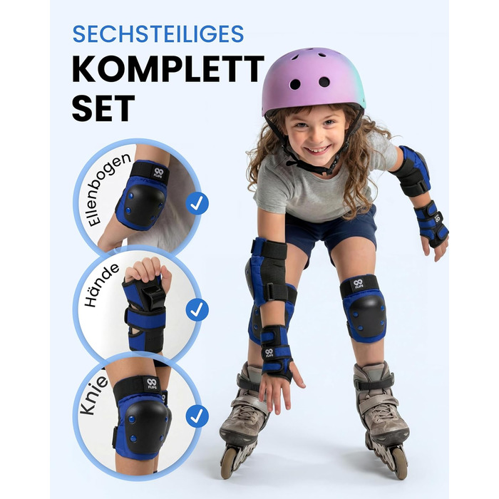 Захист для колін та ліктів 99FLIPS для дітей (3-12 років) - комплект для роликів, скейтборду, самокату - XS/S/M (Ocean Blue)