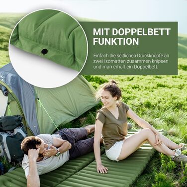 MSPORTS Каремат для кемпінгу Premium, Ultraleichte Isomatte для відпочинку на природі з насосом для ніг, вологостійкий, для піших прогулянок, кемпінгу, пляжу (Оливковий)