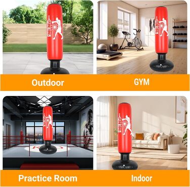 Боксерський мішок дитячий надувний 160 см для хлопчиків та дівчаток 6-12 років, стійкий, для карате, кікбоксингу, тхеквондо