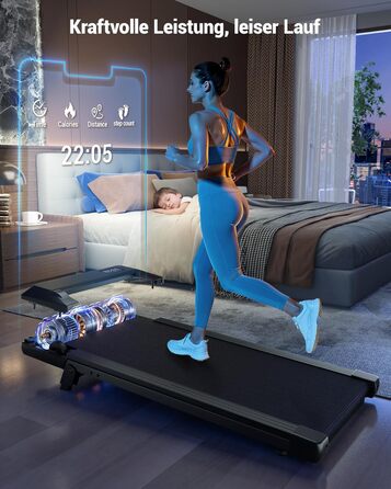 Бігова доріжка DeerRun Walking Pad з ухилом 6%, для дому та офісу, з додатком, LED-дисплеєм, пультом ДУ, до 136 кг, матово-чорна