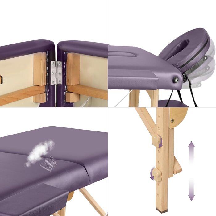 Масажний стіл складаний для косметології: дерев'яний масажний стіл з 2 зонами, мобільне масажне ліжко, масажна банка для фізіотерапії та татуювання