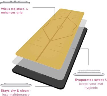 LIFORME килимок для йоги - екологічний, нековзний, з унікальною розміткою, біорозкладний (Golden Sand)