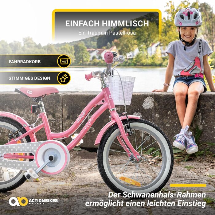 Дитячий велосипед Actionbikes Starlight 12/16/20 дюймів, V-Brake, для хлопчиків і дівчаток, з крилами, для дітей 2-9 років