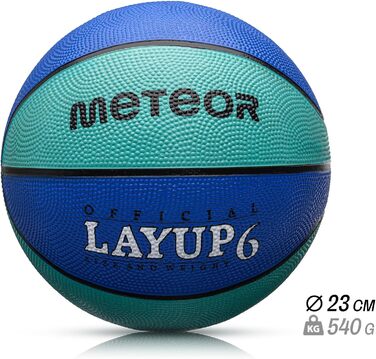 Дитячий баскетбольний м'яч Meteor Layup Kinder Mini, розмір 7 (для чоловіків), розмір 6 (для жінок), блакитний. Підходить для дітей 4-8 років, ідеальний для тренувань. М'який, з надійним зчепленням.