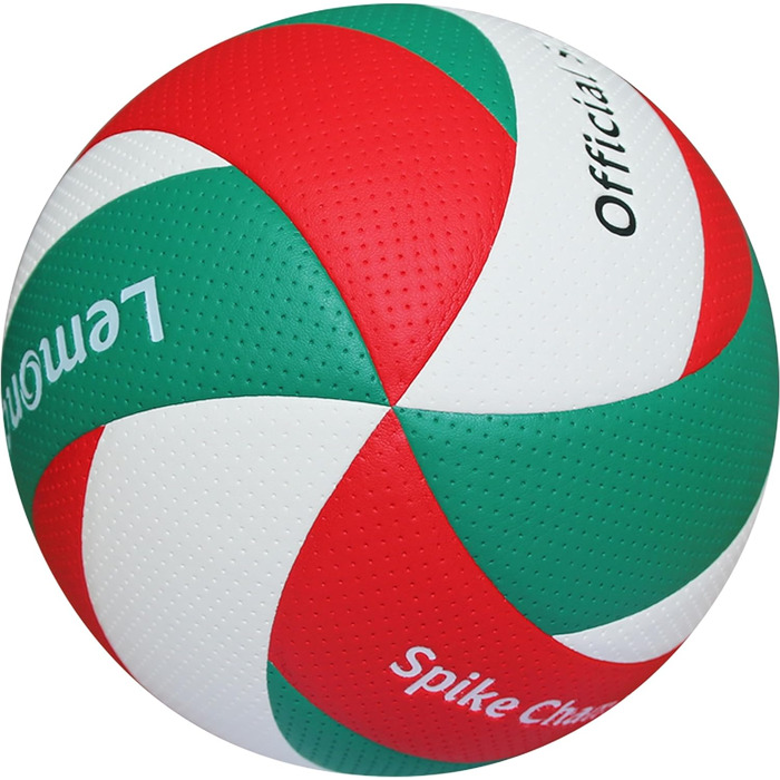 Волейбольний м'яч Lemondo PU для пляжного волейболу: м'який, водостійкий, з насосом. Підходить для гри та тренувань в приміщенні та на вулиці (червоно-зелений)