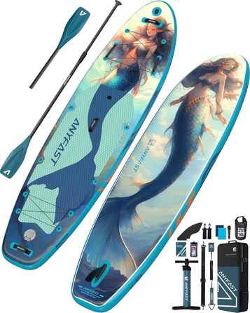 Надувне SUP-дошка для риболовлі Anyfast - 335x88см, ультрастабільна, з насосом, кріпленням для камери, ручкою для дітей, тросом, рюкзаком та аксесуарами 