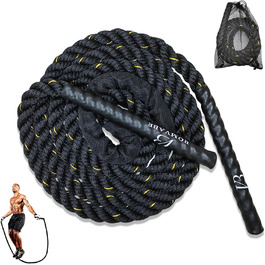 Важкий скакальний трос для дорослих, для фітнесу та нарощування м'язів, довгий, чорний, 0,5 кг