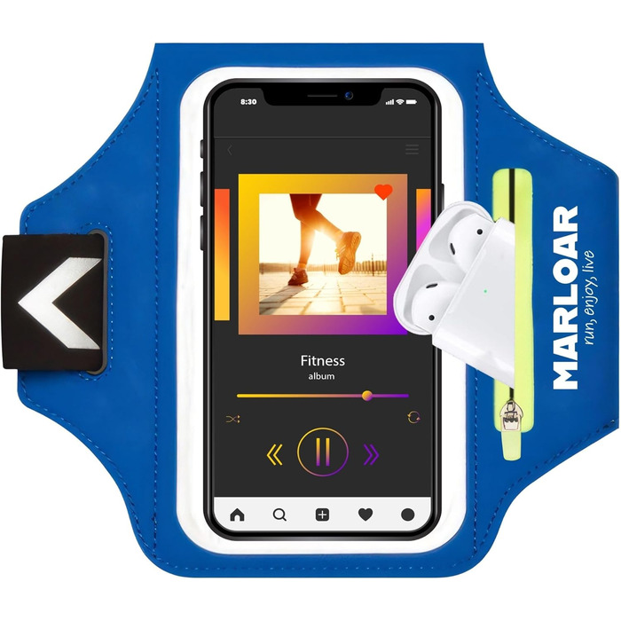 Браслет для руки MARLOAR для бігу та мобільного телефону, сумісний з iPhone (Blue)