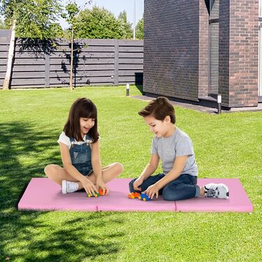 Складаний гімнастичний мат COSTWAY 180x60x5 см, водовідштовхувальний, нековзний, для йоги та фітнесу, рожевий