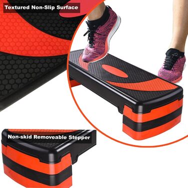 Аеробний степ-платформа MAXSTRENGTH, 3 рівня висоти (10, 15, 20 см), для кардіо, йоги, тренувань, фітнесу вдома та у залі