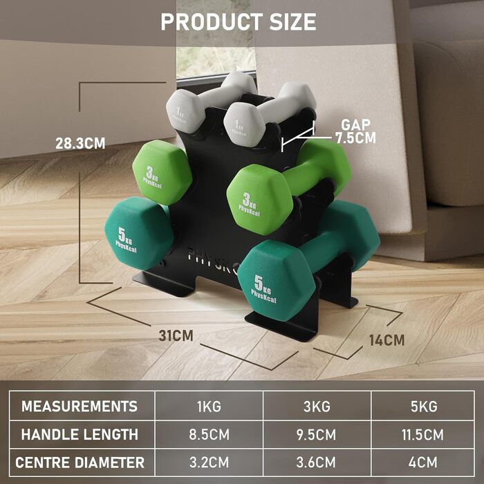 Набір гантелей Kurzhantel-Set для дому та фітнес-залу, 18 кг (небо, лайм, зелений)