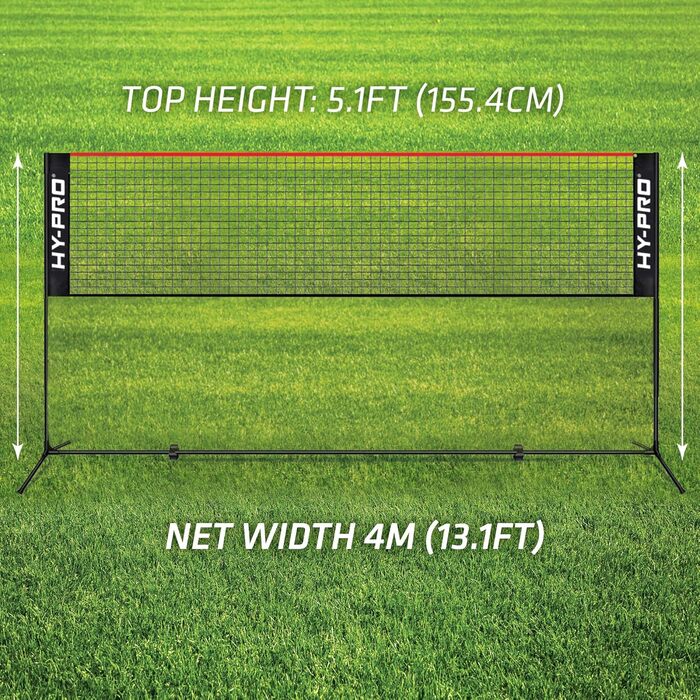 Регульована сітка Hy-Pro для бадмінтону, тенісу, піклболу та волейболу – 1,9 м висота, 3/4 м ширина, легка, з сумкою