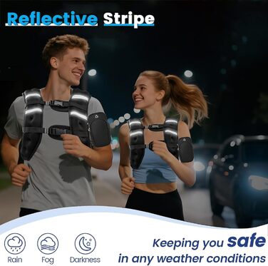 Утяжелитель для фітнесу чоловічий та жіночий з світловідбиваючими смугами 7.3 кг (16lb) для бігу, тренувань, нарощування м'язів, регульований розмір