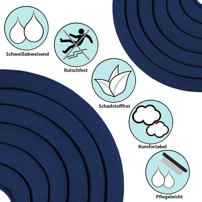 Килимок для йоги ALPIDEX 183x60x0.8 см - нетоксичний, з E-book, ремінком, антиковзкий, для фітнесу, гімнастики, пілатесу, спорту, фізіотерапії, HIIT, йоги, тренувань (Blue)