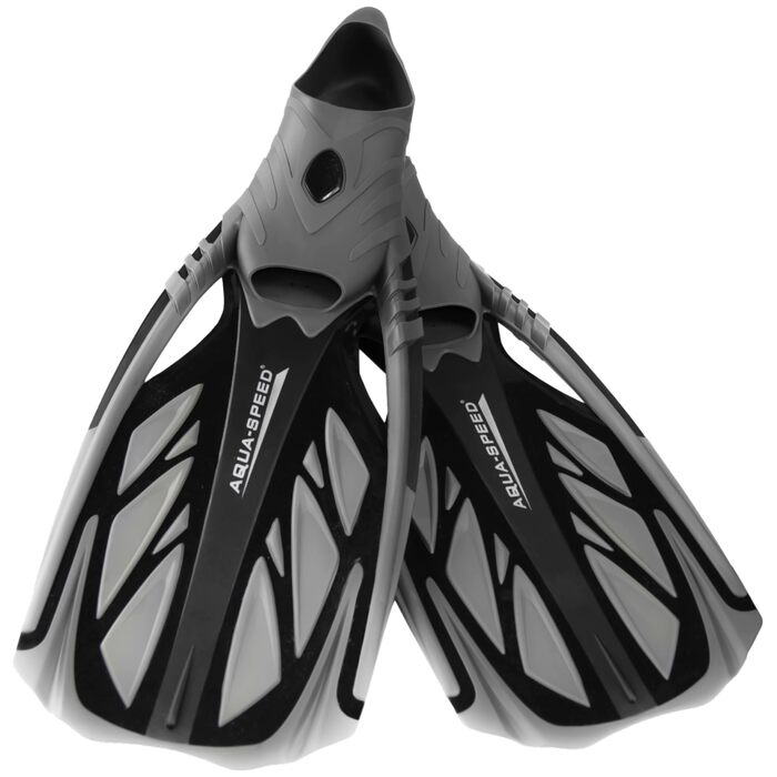 Ласти Aqua Speed Schnorchelflossen Long (46/47) сіро-чорні для снорклінгу, дайвінгу та плавання