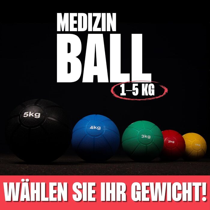Медичний м'яч Matchu Sports з повної гуми, 1–5 кг