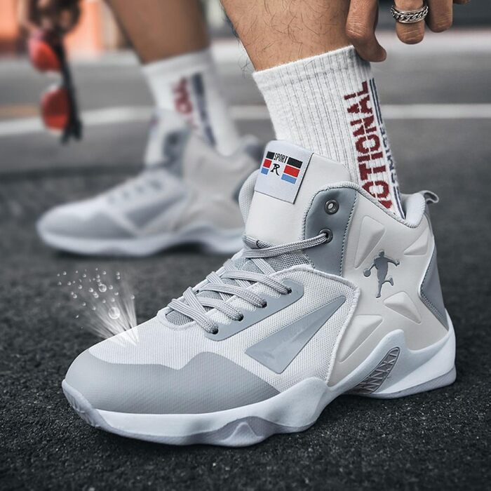 Баскетбольні кросівки High Top з антиковзким покриттям, легкі та зручні, розмір 43 EU, вузька колодка, білі