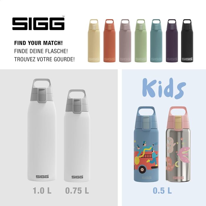 Термос SIGG Shield Therm One 0,75 л, білий, для газованих напоїв, ізольована пляшка з нержавіючої сталі, не протікає, BPA-free, можна мити в посудомийній машині