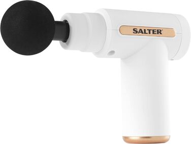 Масажний пістолет Salter Mini EE7427, 4 насадки, LCD, 6 швидкостей, акумуляторний, USB, глибокий масаж, білий