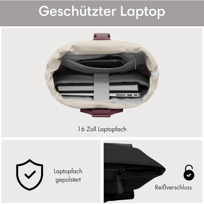 Рюкзак LARKSON Rolltop для жінок і чоловіків з відділенням для ноутбука, універсальний для навчання, роботи та велосипеда, великий водовідштовхувальний туристичний рюкзак
