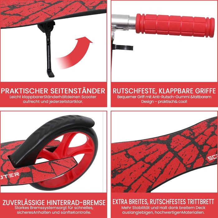 Дитячий ролер Habib Kickroller: складний, регулювання висоти 4 ступені, XXL колеса, до 80 кг, для міста