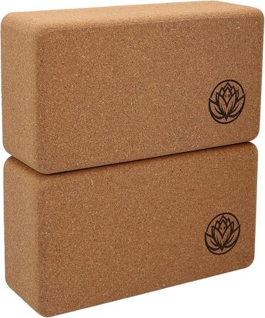 Набір коркових блоків для йоги VonBueren (2 шт.), 22 x 12 x 7,5 см, коричневі — аксесуари для хатха-йоги, стрітчингу та пілатеса для жінок та чоловіків